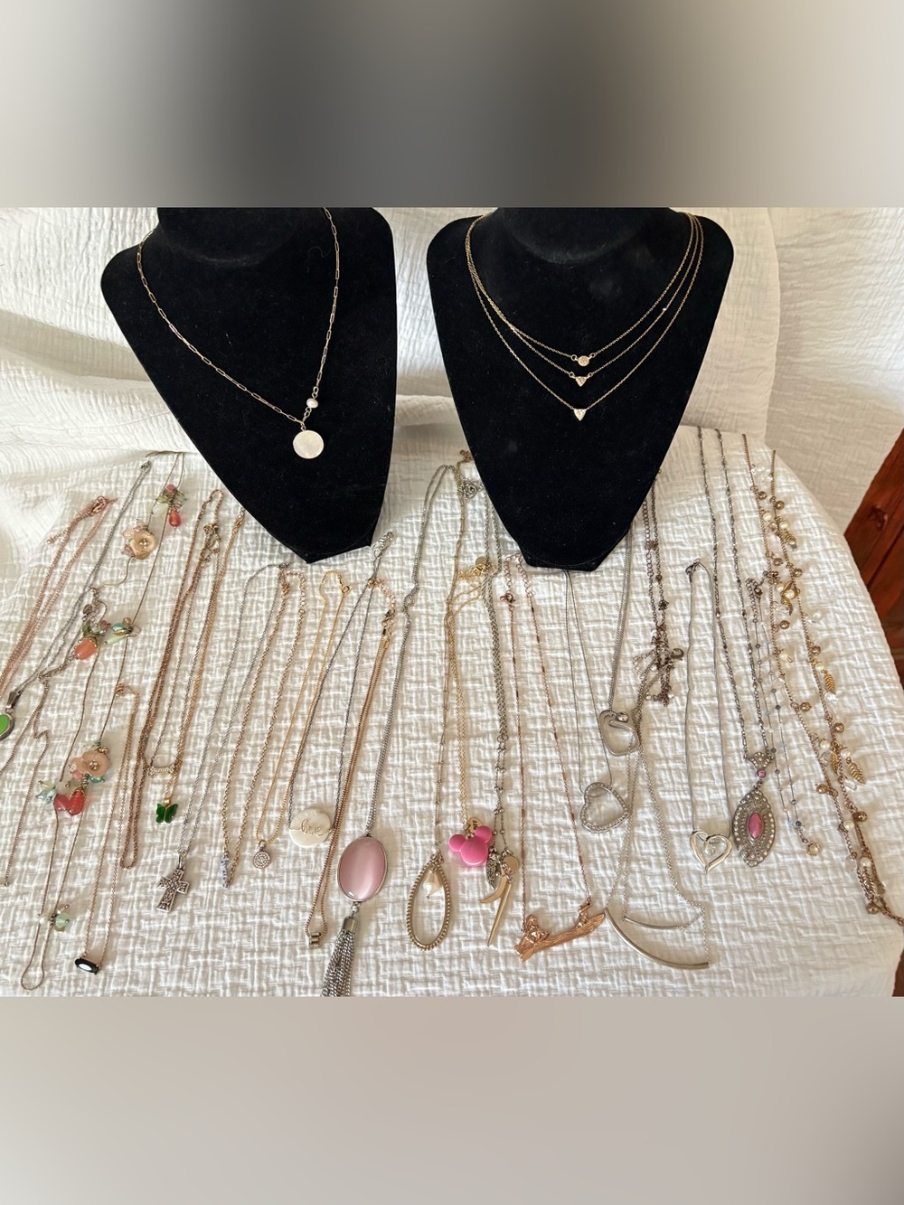 Lot Of 30 Delicate Gold & Silver Tone Necklaces Sell Or Wear Handmade Untangled
